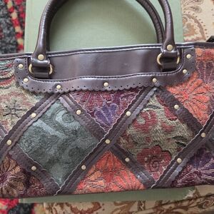 Relic Brown Multi-Color Patchwork Satchel